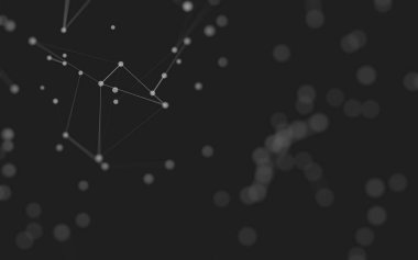 3d soyut arkaplan. Çokgen şekilli molekül teknolojisi, noktaları ve çizgileri birleştiriyor. Bağlantı yapısı. Büyük veri görselleştirmesi. 3d arkaplan. 