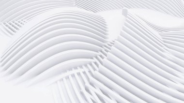 Soyut Eğri Şekiller. Beyaz Dairesel Arkaplan. Soyut arkaplan. 3d illüstrasyon