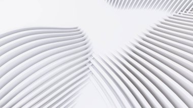 Soyut Eğri Şekiller. Beyaz Dairesel Arkaplan. Soyut arkaplan. 3d illüstrasyon