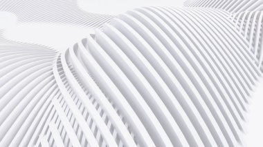 Soyut Eğri Şekiller. Beyaz Dairesel Arkaplan. Soyut arkaplan. 3d illüstrasyon