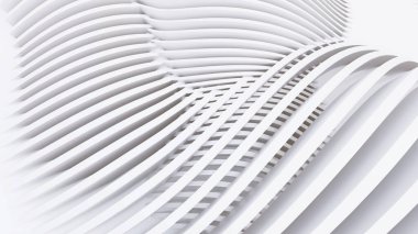 Soyut Eğri Şekiller. Beyaz Dairesel Arkaplan. Soyut arkaplan. 3d illüstrasyon