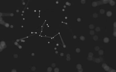 3d soyut arkaplan. Çokgen şekilli molekül teknolojisi, noktaları ve çizgileri birleştiriyor. Bağlantı yapısı. Büyük veri görselleştirmesi. 3d arkaplan. 