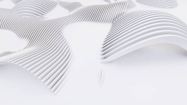 Soyut Eğri Şekiller. Beyaz Dairesel Arkaplan. Soyut arkaplan. 3d illüstrasyon