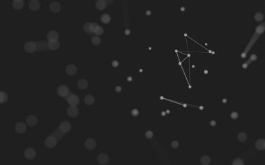 3d soyut arkaplan. Çokgen şekilli molekül teknolojisi, noktaları ve çizgileri birleştiriyor. Bağlantı yapısı. Büyük veri görselleştirmesi. 3d arkaplan. 