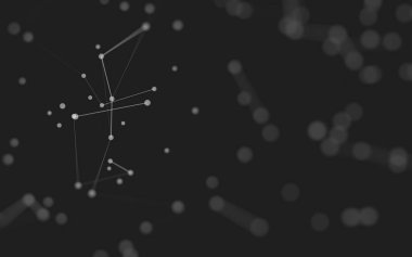 3d soyut arkaplan. Çokgen şekilli molekül teknolojisi, noktaları ve çizgileri birleştiriyor. Bağlantı yapısı. Büyük veri görselleştirmesi. 3d arkaplan. 