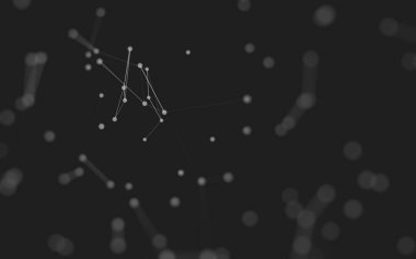 3d soyut arkaplan. Çokgen şekilli molekül teknolojisi, noktaları ve çizgileri birleştiriyor. Bağlantı yapısı. Büyük veri görselleştirmesi. 3d arkaplan. 