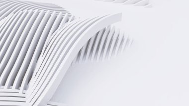 Soyut Eğri Şekiller. Beyaz Dairesel Arkaplan. Soyut arkaplan. 3d illüstrasyon