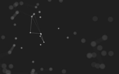 3d soyut arkaplan. Çokgen şekilli molekül teknolojisi, noktaları ve çizgileri birleştiriyor. Bağlantı yapısı. Büyük veri görselleştirmesi. 3d arkaplan. 