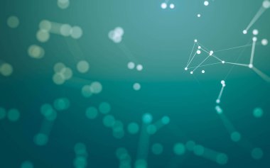 3d soyut arkaplan. Çokgen şekilli molekül teknolojisi, noktaları ve çizgileri birleştiriyor. Bağlantı yapısı. Büyük veri görselleştirmesi. 3d arkaplan.