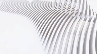 Soyut Eğri Şekiller. Beyaz Dairesel Arkaplan. Soyut arkaplan. 3d illüstrasyon