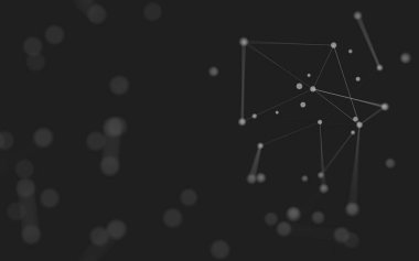 3d soyut arkaplan. Çokgen şekilli molekül teknolojisi, noktaları ve çizgileri birleştiriyor. Bağlantı yapısı. Büyük veri görselleştirmesi. 3d arkaplan. 