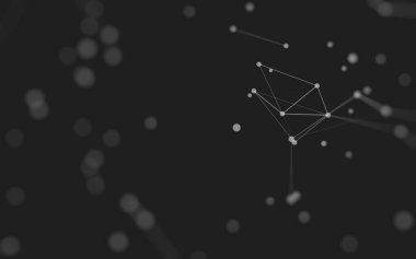 3d soyut arkaplan. Çokgen şekilli molekül teknolojisi, noktaları ve çizgileri birleştiriyor. Bağlantı yapısı. Büyük veri görselleştirmesi. 3d arkaplan. 