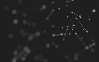 3d soyut arkaplan. Çokgen şekilli molekül teknolojisi, noktaları ve çizgileri birleştiriyor. Bağlantı yapısı. Büyük veri görselleştirmesi. 3d arkaplan. 