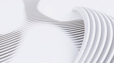 Soyut Eğri Şekiller. Beyaz Dairesel Arkaplan. Soyut arkaplan. 3d illüstrasyon