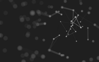 3d soyut arkaplan. Çokgen şekilli molekül teknolojisi, noktaları ve çizgileri birleştiriyor. Bağlantı yapısı. Büyük veri görselleştirmesi. 3d arkaplan. 