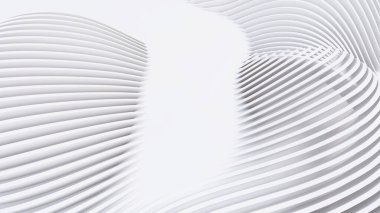 Soyut Eğri Şekiller. Beyaz Dairesel Arkaplan. Soyut arkaplan. 3d illüstrasyon