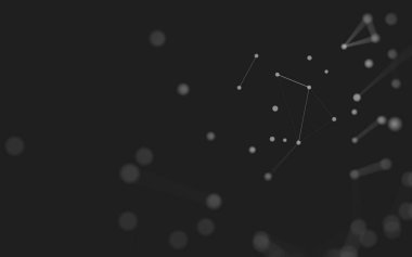 3d soyut arkaplan. Çokgen şekilli molekül teknolojisi, noktaları ve çizgileri birleştiriyor. Bağlantı yapısı. Büyük veri görselleştirmesi. 3d arkaplan. 