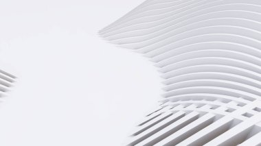 Soyut Eğri Şekiller. Beyaz Dairesel Arkaplan. Soyut arkaplan. 3d illüstrasyon