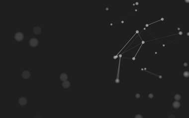 3d soyut arkaplan. Çokgen şekilli molekül teknolojisi, noktaları ve çizgileri birleştiriyor. Bağlantı yapısı. Büyük veri görselleştirmesi. 3d arkaplan. 