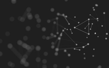 3d soyut arkaplan. Çokgen şekilli molekül teknolojisi, noktaları ve çizgileri birleştiriyor. Bağlantı yapısı. Büyük veri görselleştirmesi. 3d arkaplan. 