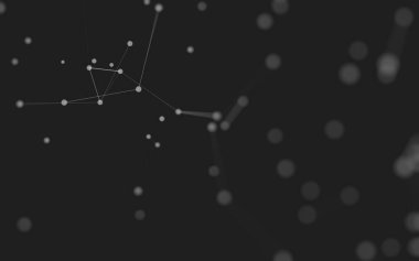 3d soyut arkaplan. Çokgen şekilli molekül teknolojisi, noktaları ve çizgileri birleştiriyor. Bağlantı yapısı. Büyük veri görselleştirmesi. 3d arkaplan. 