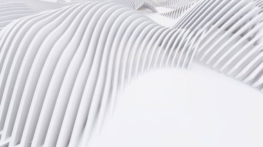 Soyut Eğri Şekiller. Beyaz Dairesel Arkaplan. Soyut arkaplan. 3d illüstrasyon