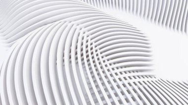Soyut Eğri Şekiller. Beyaz Dairesel Arkaplan. Soyut arkaplan. 3d illüstrasyon