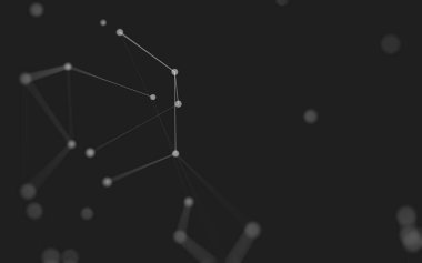 3d soyut arkaplan. Çokgen şekilli molekül teknolojisi, noktaları ve çizgileri birleştiriyor. Bağlantı yapısı. Büyük veri görselleştirmesi. 3d arkaplan. 