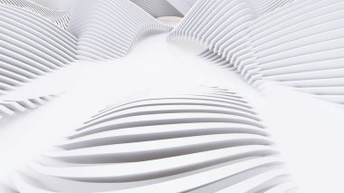 Soyut Eğri Şekiller. Beyaz Dairesel Arkaplan. Soyut arkaplan. 3d illüstrasyon