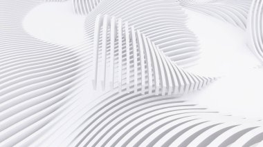 Soyut Eğri Şekiller. Beyaz Dairesel Arkaplan. Soyut arkaplan. 3d illüstrasyon