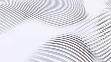 Soyut Eğri Şekiller. Beyaz Dairesel Arkaplan. Soyut arkaplan. 3d illüstrasyon