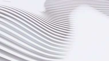 Soyut Eğri Şekiller. Beyaz Dairesel Arkaplan. Soyut arkaplan. 3d illüstrasyon