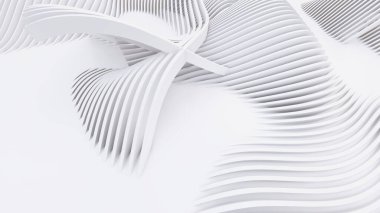 Soyut Eğri Şekiller. Beyaz Dairesel Arkaplan. Soyut arkaplan. 3d illüstrasyon