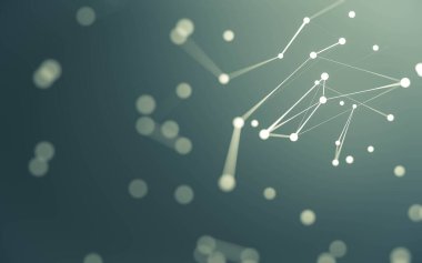 3d soyut arkaplan. Çokgen şekilli molekül teknolojisi, noktaları ve çizgileri birleştiriyor. Bağlantı yapısı. Büyük veri görselleştirmesi. 3d arkaplan.