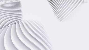 Soyut Eğri Şekiller. Beyaz Dairesel Arkaplan. Soyut arkaplan. 3d illüstrasyon