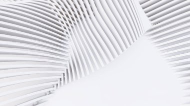 Soyut Eğri Şekiller. Beyaz Dairesel Arkaplan. Soyut arkaplan. 3d illüstrasyon