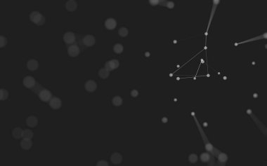 3d soyut arkaplan. Çokgen şekilli molekül teknolojisi, noktaları ve çizgileri birleştiriyor. Bağlantı yapısı. Büyük veri görselleştirmesi. 3d arkaplan. 