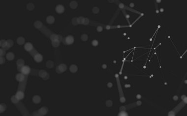 3d soyut arkaplan. Çokgen şekilli molekül teknolojisi, noktaları ve çizgileri birleştiriyor. Bağlantı yapısı. Büyük veri görselleştirmesi. 3d arkaplan. 