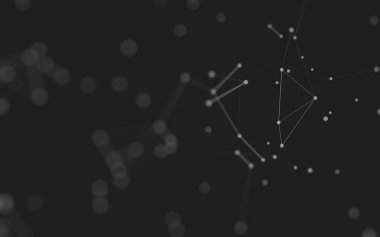 3d soyut arkaplan. Çokgen şekilli molekül teknolojisi, noktaları ve çizgileri birleştiriyor. Bağlantı yapısı. Büyük veri görselleştirmesi. 3d arkaplan. 