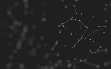 3d soyut arkaplan. Çokgen şekilli molekül teknolojisi, noktaları ve çizgileri birleştiriyor. Bağlantı yapısı. Büyük veri görselleştirmesi. 3d arkaplan. 