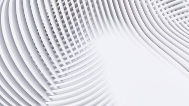 Soyut Eğri Şekiller. Beyaz Dairesel Arkaplan. Soyut arkaplan. 3d illüstrasyon