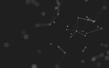 3d soyut arkaplan. Çokgen şekilli molekül teknolojisi, noktaları ve çizgileri birleştiriyor. Bağlantı yapısı. Büyük veri görselleştirmesi. 3d arkaplan. 