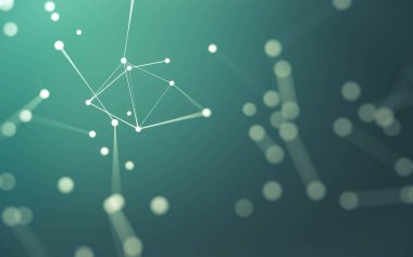 3d soyut arkaplan. Çokgen şekilli molekül teknolojisi, noktaları ve çizgileri birleştiriyor. Bağlantı yapısı. Büyük veri görselleştirmesi. 3d arkaplan.