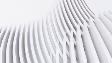 Soyut Eğri Şekiller. Beyaz Dairesel Arkaplan. Soyut arkaplan. 3d illüstrasyon