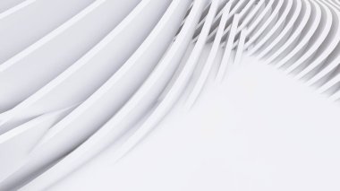 Soyut Eğri Şekiller. Beyaz Dairesel Arkaplan. Soyut arkaplan. 3d illüstrasyon