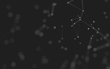 3d soyut arkaplan. Çokgen şekilli molekül teknolojisi, noktaları ve çizgileri birleştiriyor. Bağlantı yapısı. Büyük veri görselleştirmesi. 3d arkaplan. 