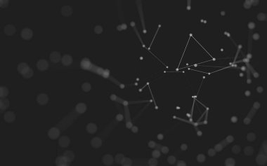 3d soyut arkaplan. Çokgen şekilli molekül teknolojisi, noktaları ve çizgileri birleştiriyor. Bağlantı yapısı. Büyük veri görselleştirmesi. 3d arkaplan. 