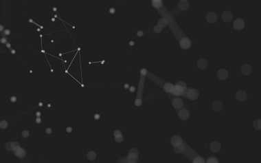 3d soyut arkaplan. Çokgen şekilli molekül teknolojisi, noktaları ve çizgileri birleştiriyor. Bağlantı yapısı. Büyük veri görselleştirmesi. 3d arkaplan. 