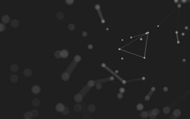 3d soyut arkaplan. Çokgen şekilli molekül teknolojisi, noktaları ve çizgileri birleştiriyor. Bağlantı yapısı. Büyük veri görselleştirmesi. 3d arkaplan. 