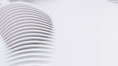 Soyut Eğri Şekiller. Beyaz Dairesel Arkaplan. Soyut arkaplan. 3d illüstrasyon